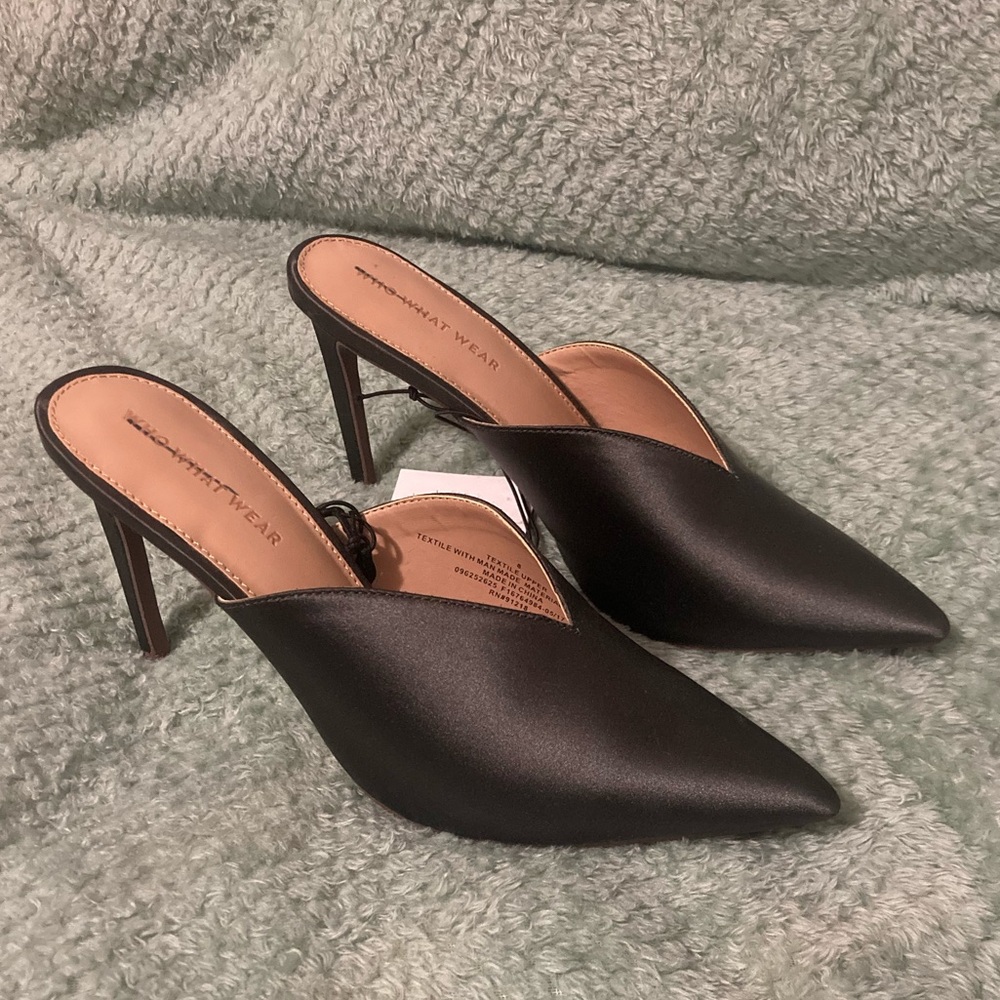Who What Wear Grey/Matilda Pointed Mules, size 8, NEW, 4" heel